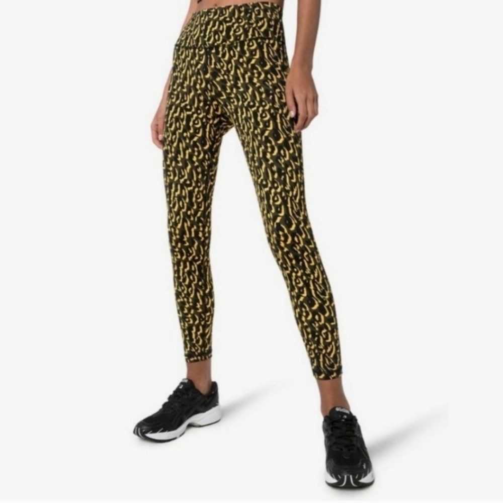 Sweaty Betty Flatter Me Black High Rise Leopard Print Jacquard 7/8 Leggings